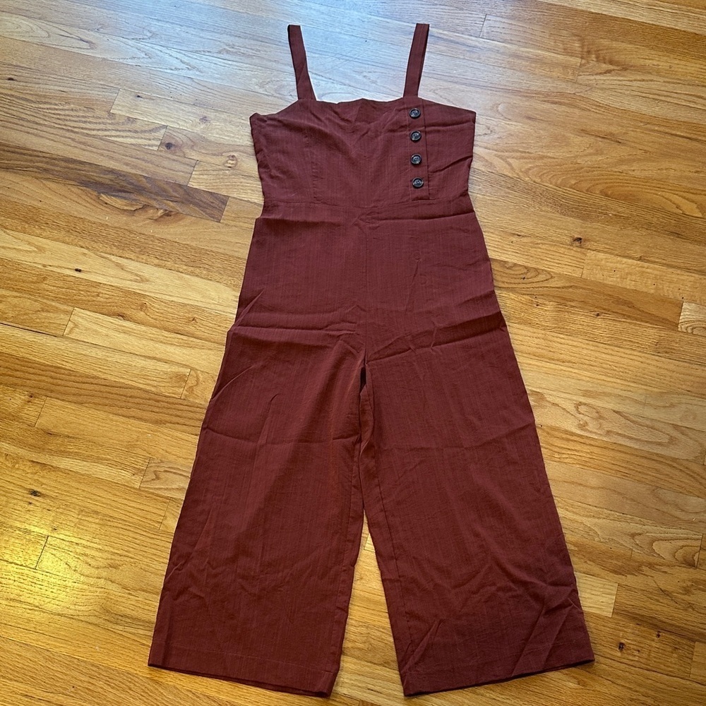 Pacsun La Hearts Terracotta Cropped Jumpsuit with Button Detail